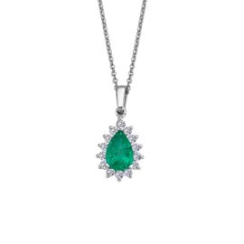0,18 ct Pırlanta Zümrütlü Kolye