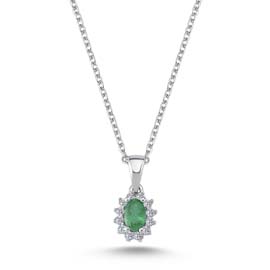 0,09 ct Pırlanta Renkli Taşlı Kolye