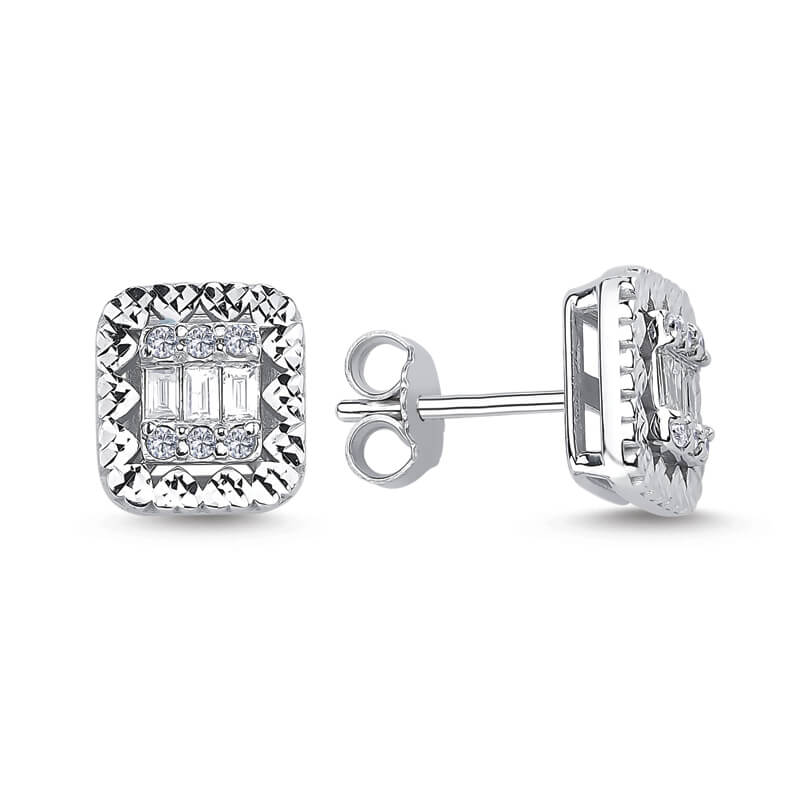 0,28 ct Pırlanta Baget Küpe