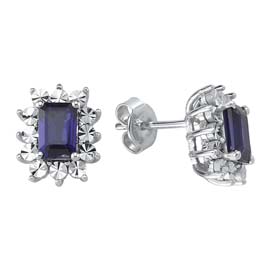 0,08 ct Pırlanta Safirli Küpe