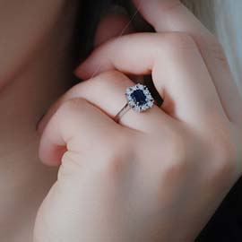 0,08 ct Pırlanta Safirli Yüzük