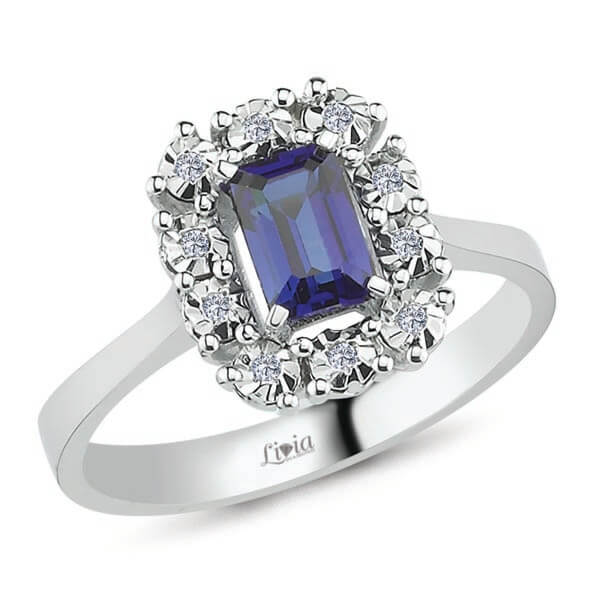 0,08 ct Pırlanta Safirli Yüzük