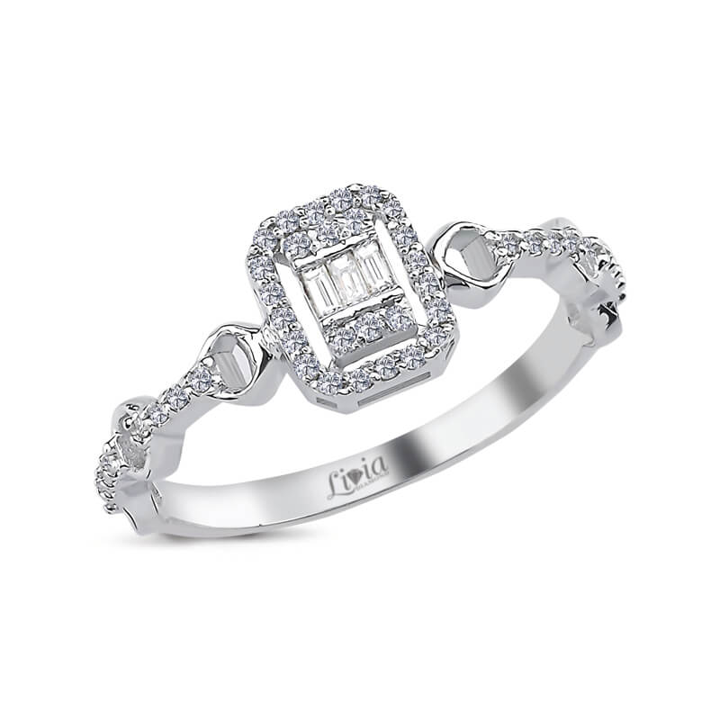 0,19 ct Pırlanta Baget Yüzük