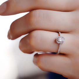 0,23 ct Pırlanta Baget Yüzük