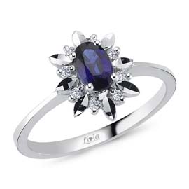 0,08 ct Pırlanta Safirli Yüzük