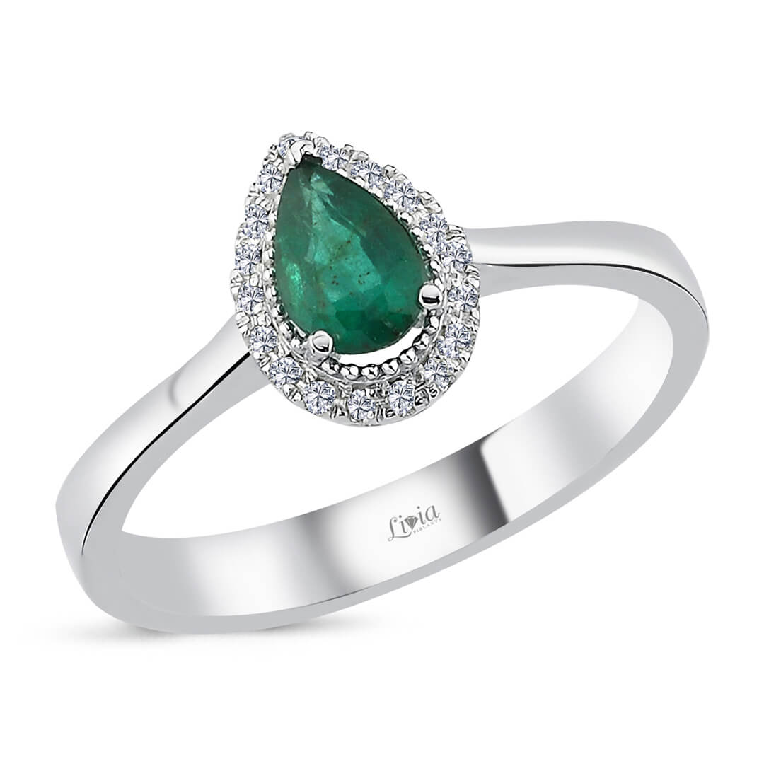 0,05 ct Pırlanta Zümrütlü Yüzük