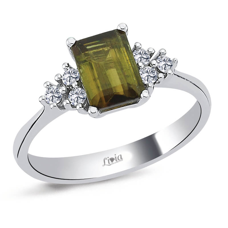 0,13 ct Pırlanta Renkli Taşlı Yüzük