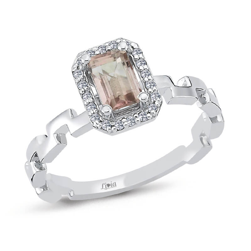 0,08 ct Pırlanta Renkli Taşlı Yüzük