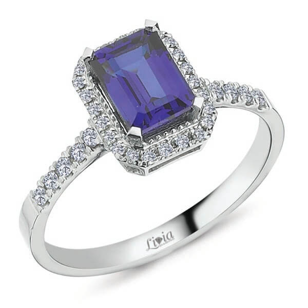 0,12 ct Pırlanta Safirli Yüzük