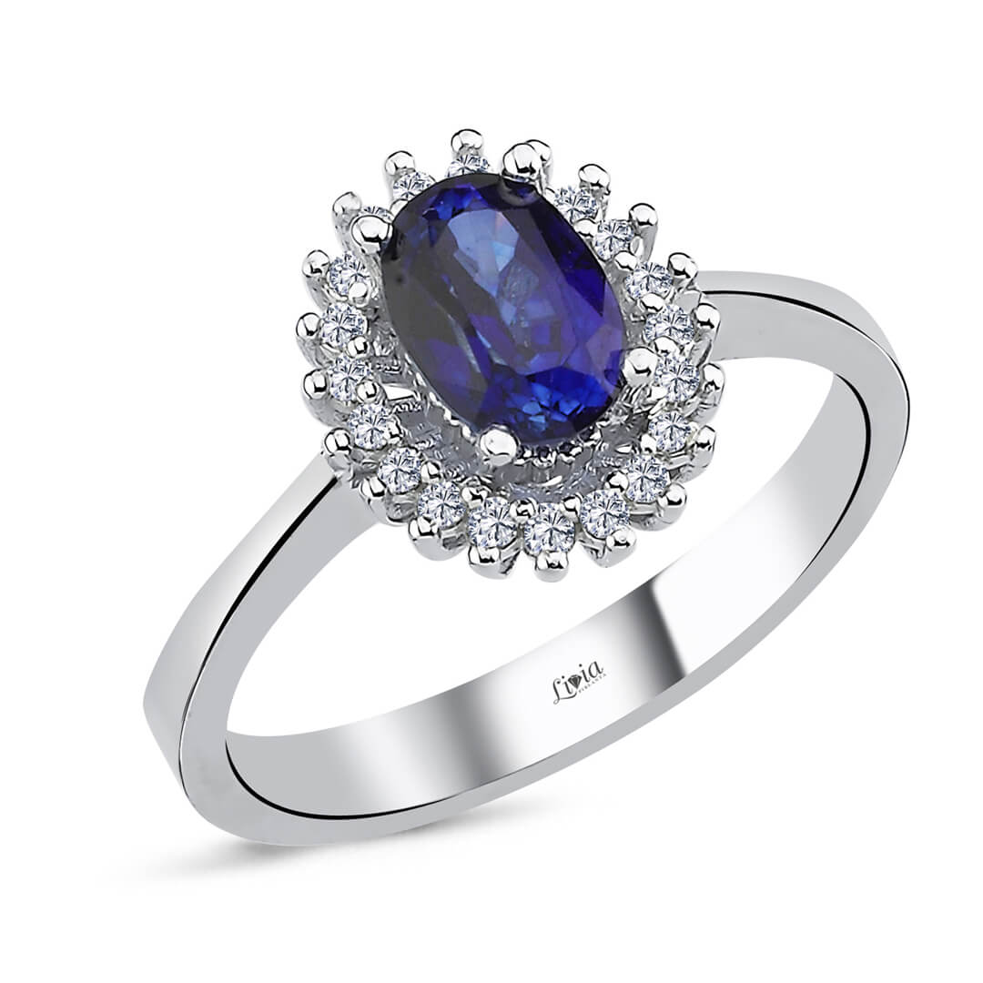 0,13 ct Pırlanta Renkli Taşlı Yüzük